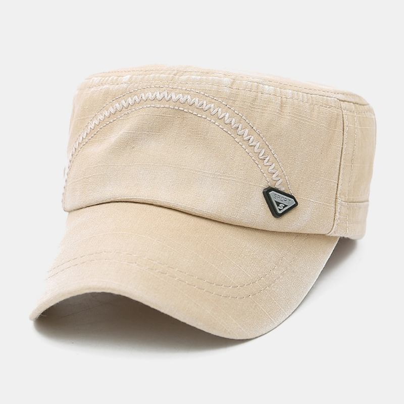 Män Metal Letter Etikett Platt Keps Tvättad Casual Outdoor Solskydd Militär Cap Peaked Cap