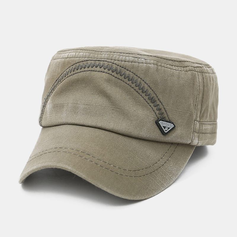 Män Metal Letter Etikett Platt Keps Tvättad Casual Outdoor Solskydd Militär Cap Peaked Cap