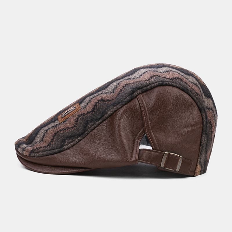 Män Retro Casual Utomhus Wave Stripe Patchwork Basker Hatt Framåt Hatt