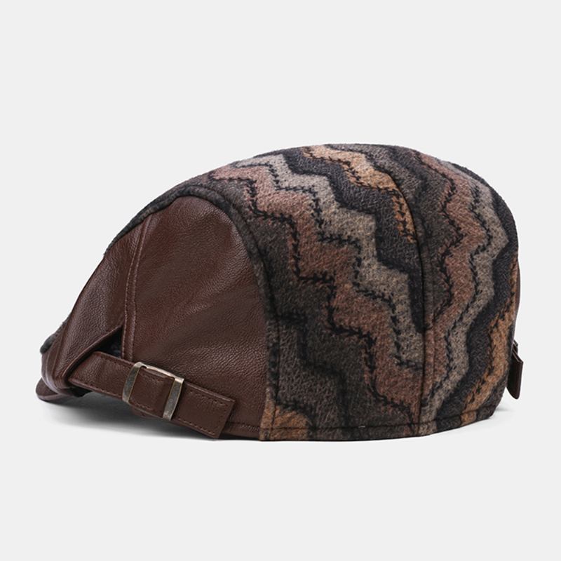 Män Retro Casual Utomhus Wave Stripe Patchwork Basker Hatt Framåt Hatt