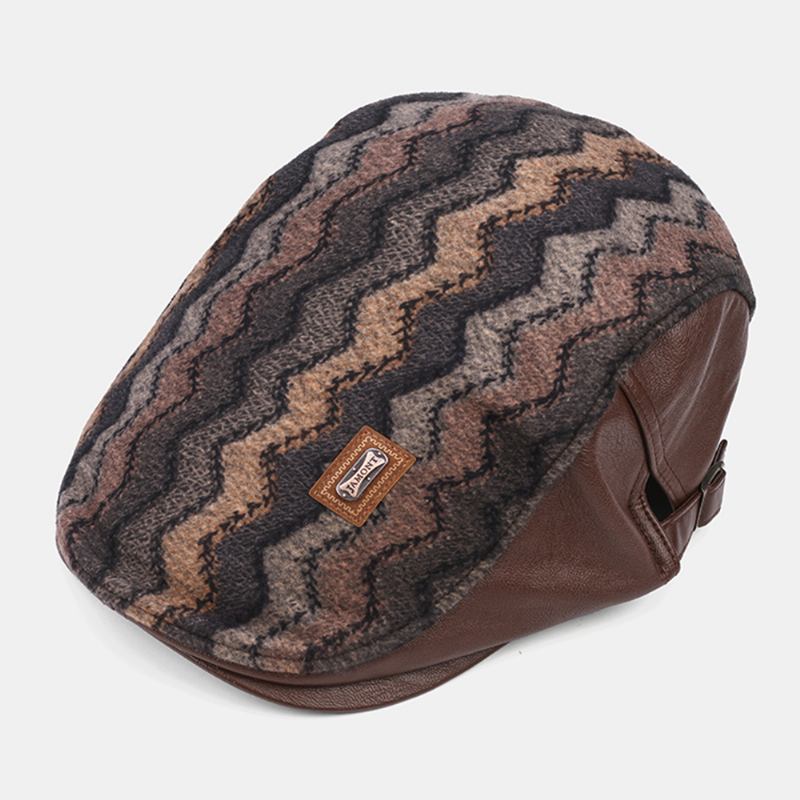 Män Retro Casual Utomhus Wave Stripe Patchwork Basker Hatt Framåt Hatt