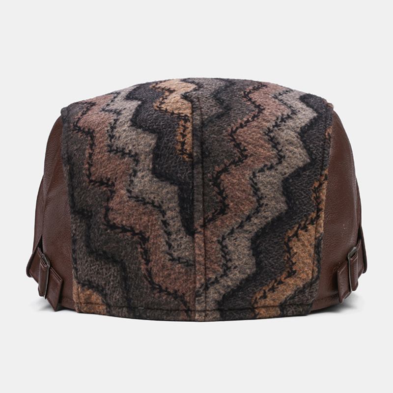 Män Retro Casual Utomhus Wave Stripe Patchwork Basker Hatt Framåt Hatt