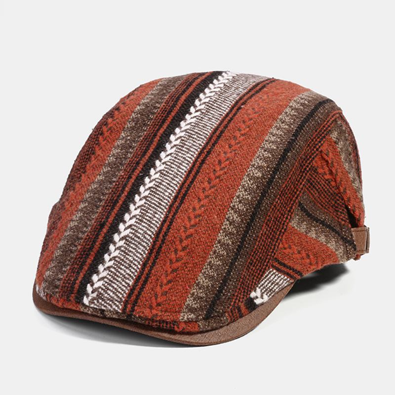 Män Sticka Randmönster Patchwork Retro Casual Outdoor Forward Hat Basker Hat