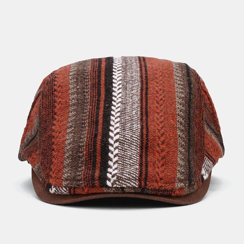 Män Sticka Randmönster Patchwork Retro Casual Outdoor Forward Hat Basker Hat