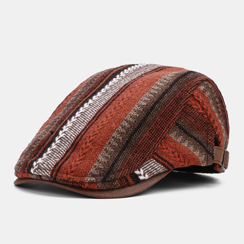 Män Sticka Randmönster Patchwork Retro Casual Outdoor Forward Hat Basker Hat