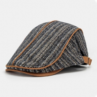 Män Stickad Gitter Sida Justerbar Casual Värme Basker Flat Cap Framåt Cap