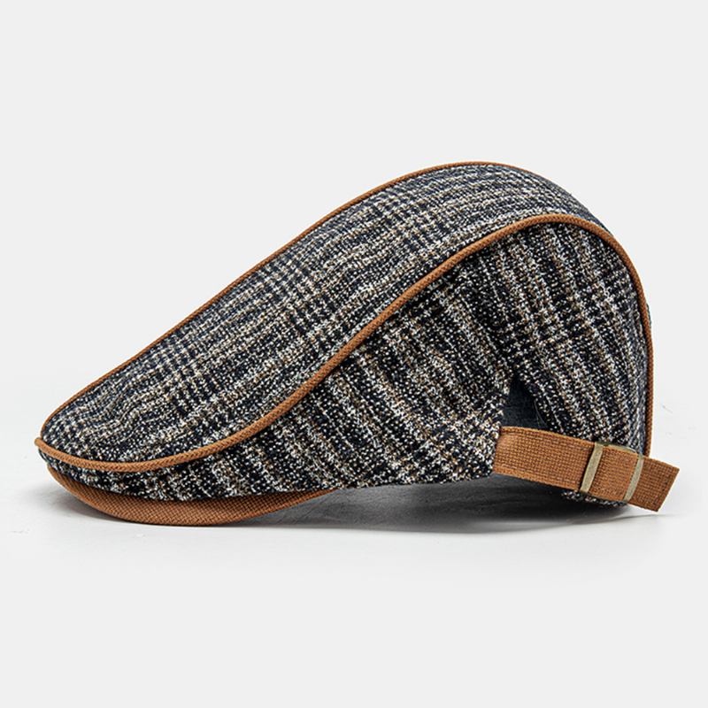 Män Stickad Gitter Sida Justerbar Casual Värme Basker Flat Cap Framåt Cap