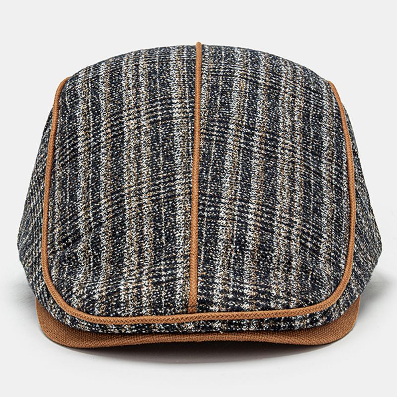 Män Stickad Gitter Sida Justerbar Casual Värme Basker Flat Cap Framåt Cap