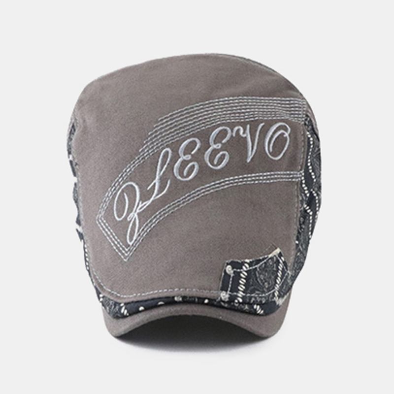 Män Stor Brätte Brev Broderi Sömnad Framåt Hatt Etnisk Justerbar Andas Basker Flat Cap Driver Hat