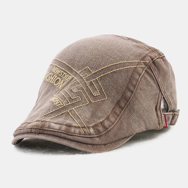 Män Tredimensionell Brevbroderi Basker Cap Casual Justerbar Suncreen Flat Cap Painter Hat