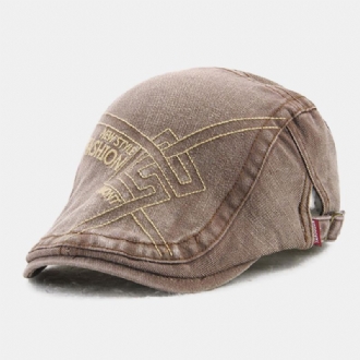 Män Tredimensionell Brevbroderi Basker Cap Casual Justerbar Suncreen Flat Cap Painter Hat