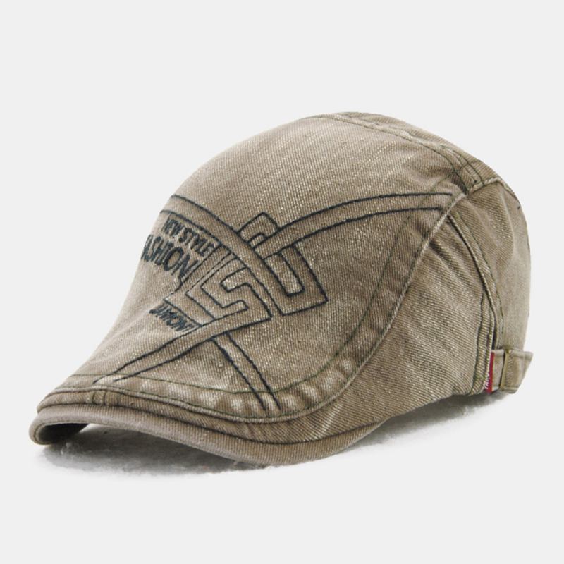 Män Tredimensionell Brevbroderi Basker Cap Casual Justerbar Suncreen Flat Cap Painter Hat