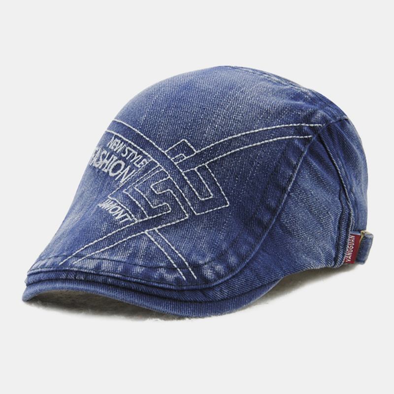 Män Tredimensionell Brevbroderi Basker Cap Casual Justerbar Suncreen Flat Cap Painter Hat