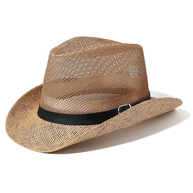 Män Utomhus Andas Mesh Bowler Jazz Hat Cowboy Sunshade Halmhatt