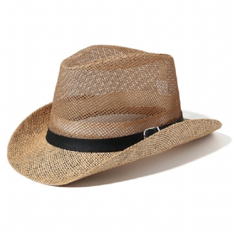 Män Utomhus Andas Mesh Bowler Jazz Hat Cowboy Sunshade Halmhatt