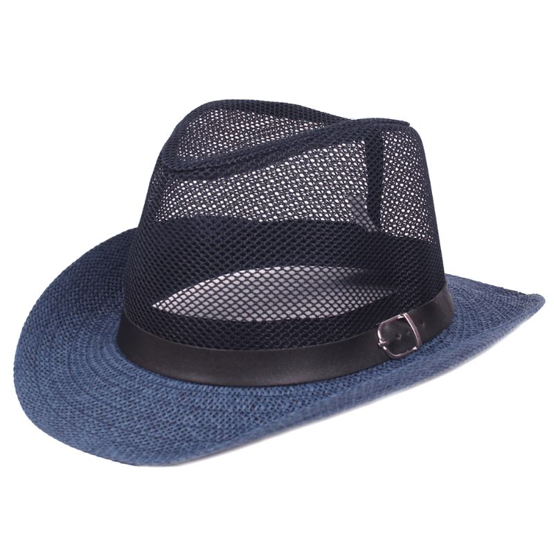 Män Utomhus Andas Mesh Bowler Jazz Hat Cowboy Sunshade Halmhatt