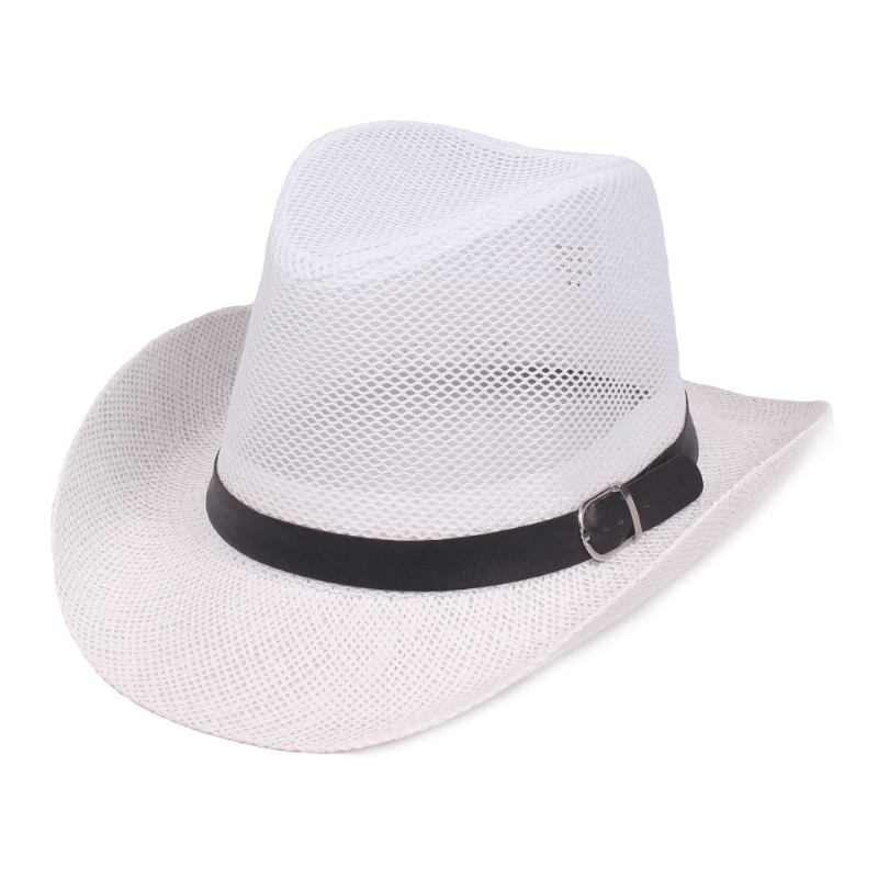 Män Utomhus Andas Mesh Bowler Jazz Hat Cowboy Sunshade Halmhatt