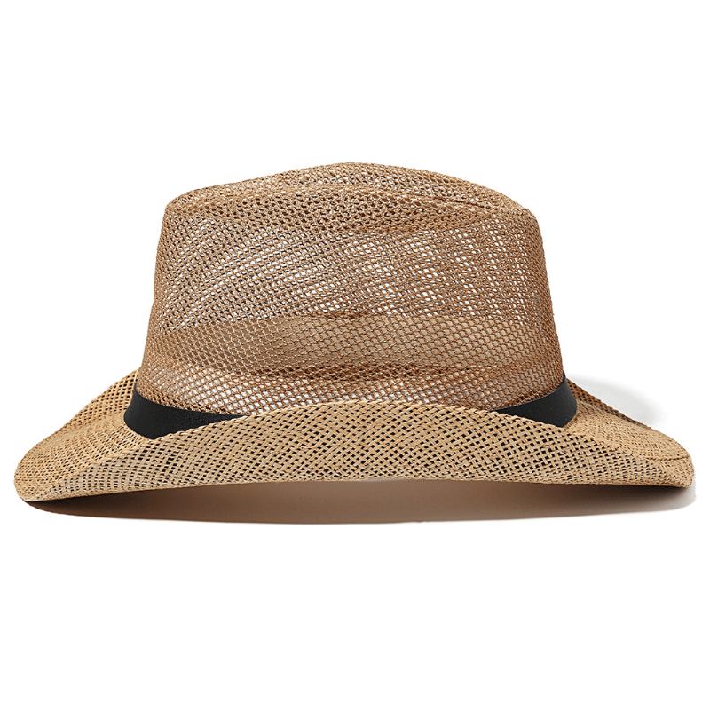 Män Utomhus Andas Mesh Bowler Jazz Hat Cowboy Sunshade Halmhatt