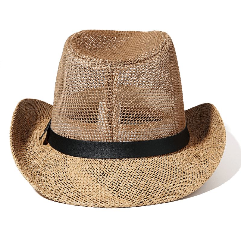 Män Utomhus Andas Mesh Bowler Jazz Hat Cowboy Sunshade Halmhatt