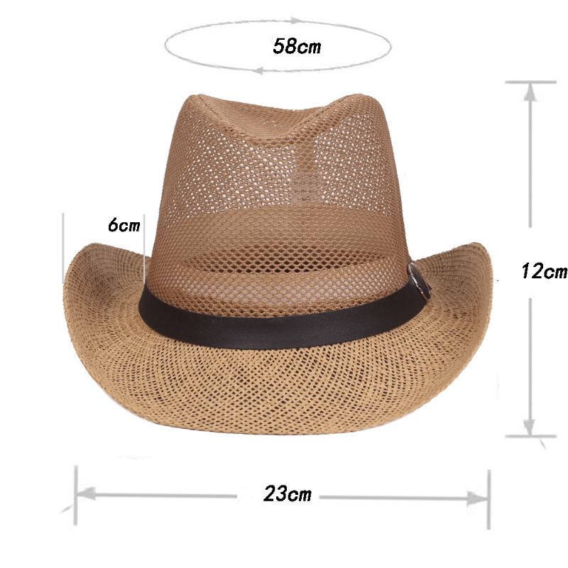 Män Utomhus Andas Mesh Bowler Jazz Hat Cowboy Sunshade Halmhatt