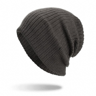 Män Vinter Tjocka Brättelös Stickad Mössa Slouch Beanie Kepsar