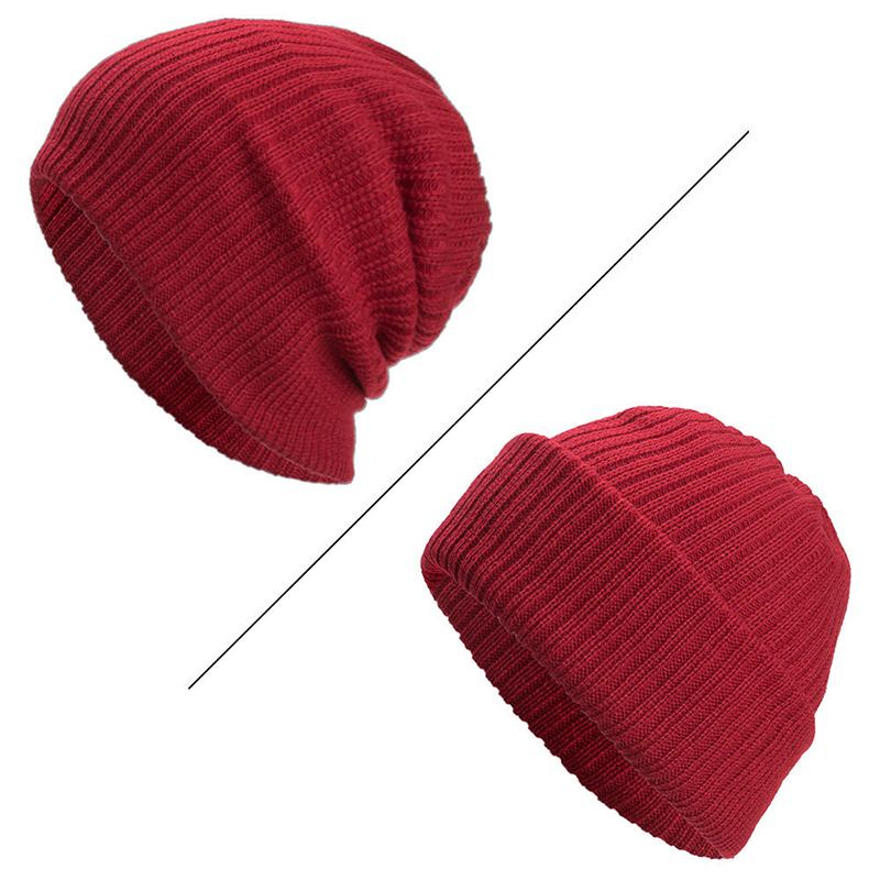 Män Vinter Tjocka Brättelös Stickad Mössa Slouch Beanie Kepsar