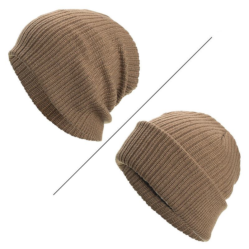 Män Vinter Tjocka Brättelös Stickad Mössa Slouch Beanie Kepsar