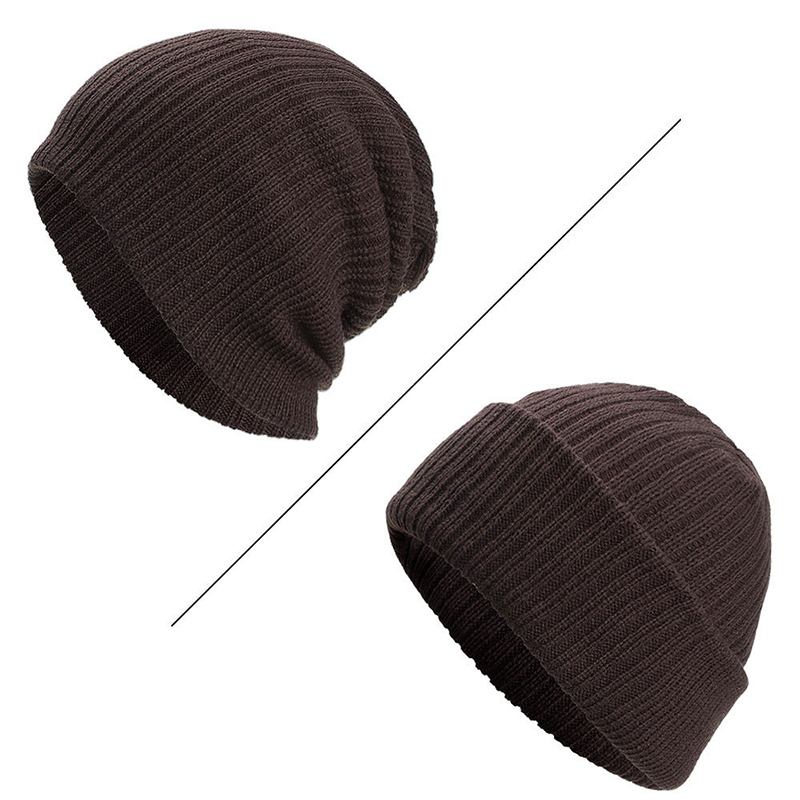 Män Vinter Tjocka Brättelös Stickad Mössa Slouch Beanie Kepsar