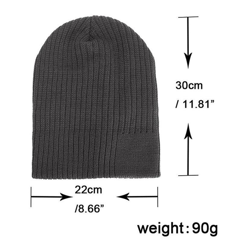 Män Vinter Tjocka Brättelös Stickad Mössa Slouch Beanie Kepsar