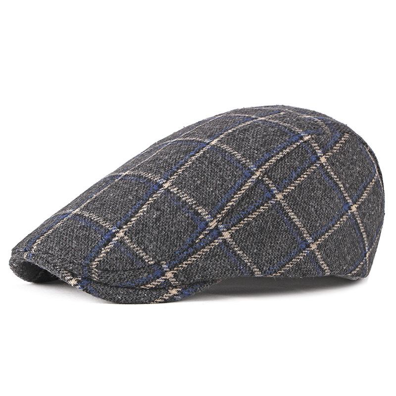 Ny Stil Hatt Herr Brittisk Retro Woolen Basker Casual Pläd