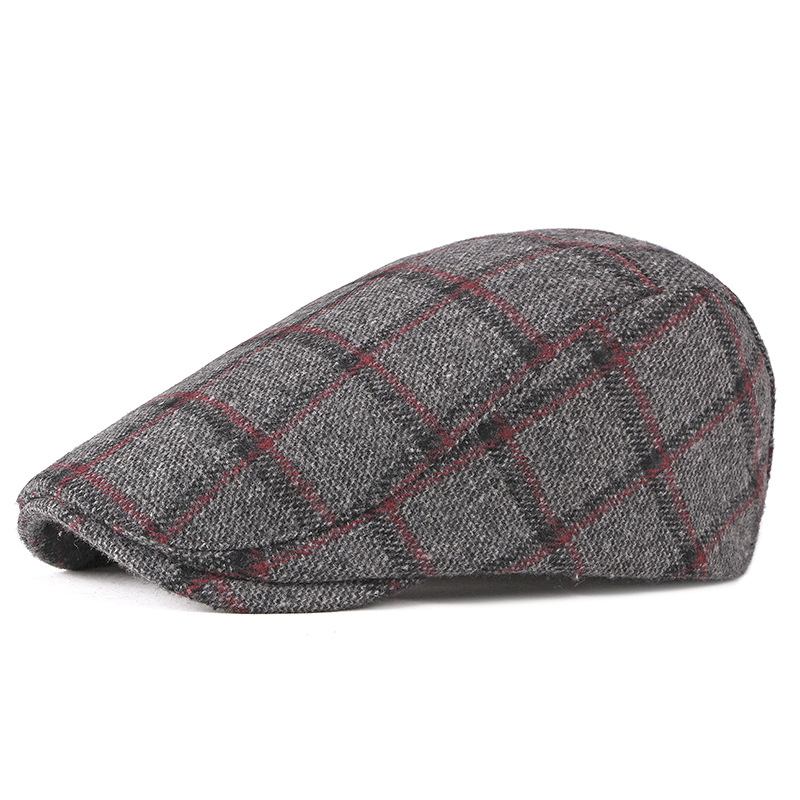 Ny Stil Hatt Herr Brittisk Retro Woolen Basker Casual Pläd