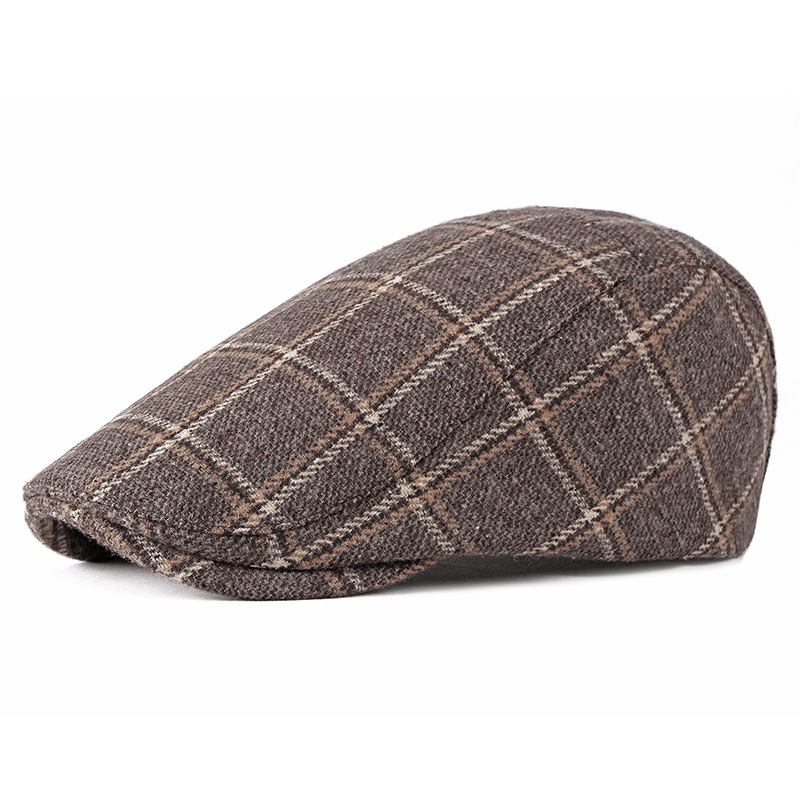 Ny Stil Hatt Herr Brittisk Retro Woolen Basker Casual Pläd