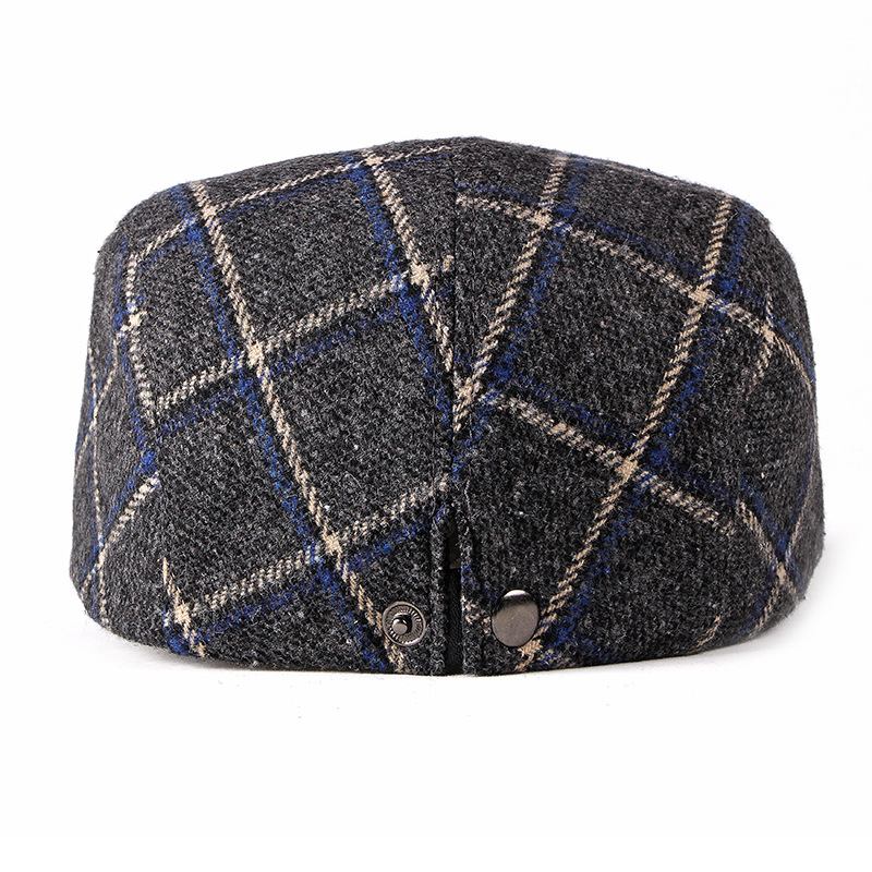 Ny Stil Hatt Herr Brittisk Retro Woolen Basker Casual Pläd