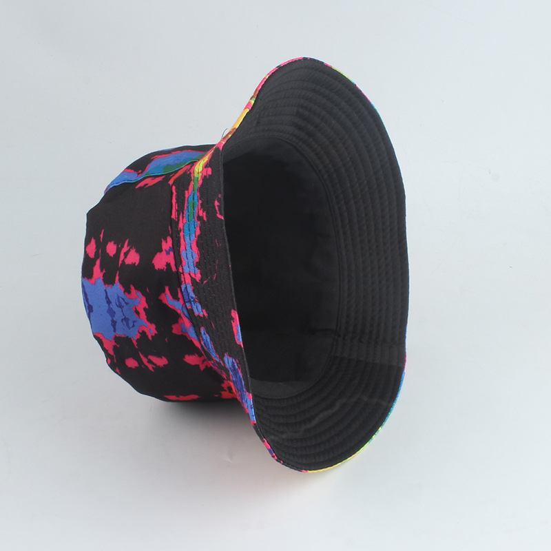 Ny Stil Tryckt Dubbelsidig Fiskarhatt Färg Tie-dye Hip-hop Casual Flat Top Basin Hat