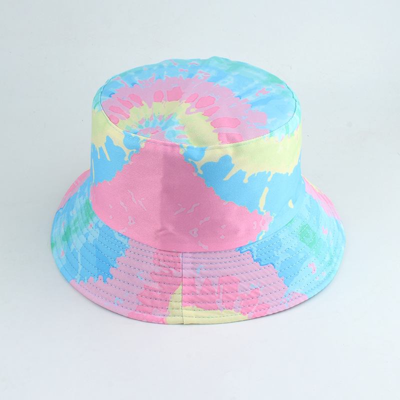 Ny Stil Tryckt Dubbelsidig Fiskarhatt Färg Tie-dye Hip-hop Casual Flat Top Basin Hat