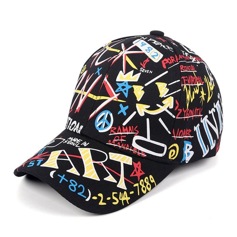 Ny What Graffiti Baseball Keps Hip Hop Tide Hat Sommar Resor Shade Kepsar Män Kvinnor Utomhussport Fritidskläder Hattar Snapback Hattar Gorr