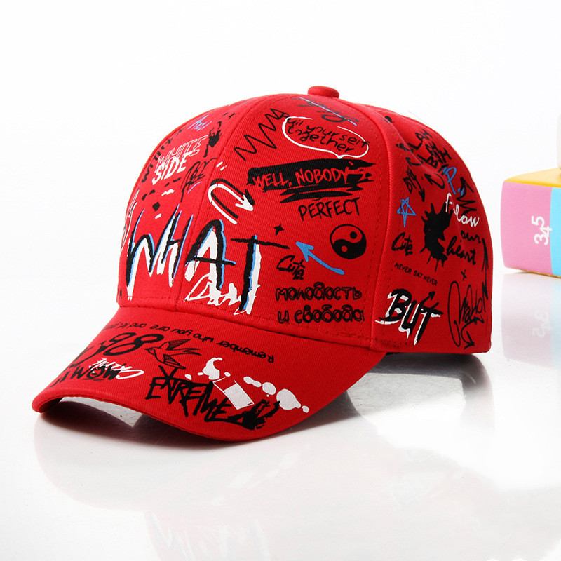 Ny What Graffiti Baseball Keps Hip Hop Tide Hat Sommar Resor Shade Kepsar Män Kvinnor Utomhussport Fritidskläder Hattar Snapback Hattar Gorr