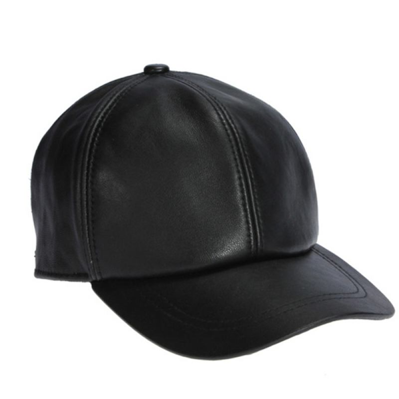 Nya Män Läder Varm Basebollkeps Justerbar Vintersvart Trucker Snapback-hattar