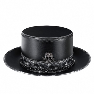 Pu Läder Skull Chain Gentleman Hat