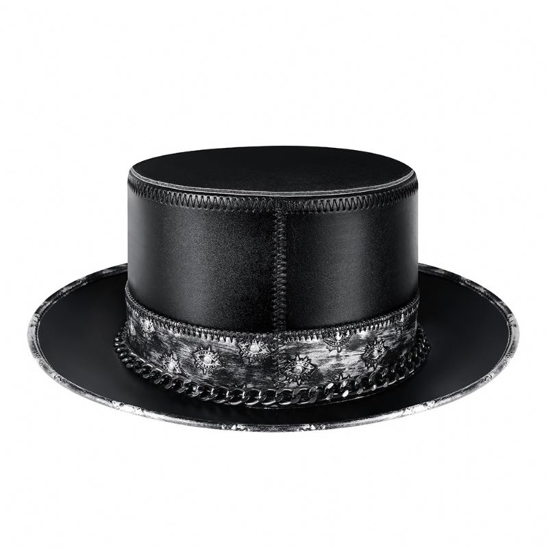 Pu Läder Skull Chain Gentleman Hat