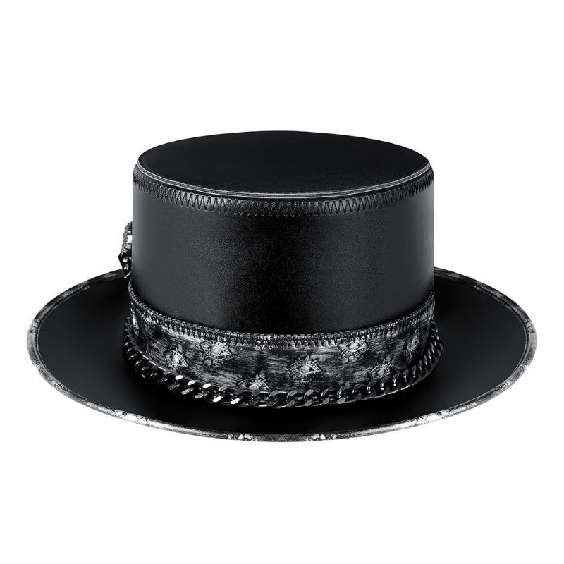 Pu Läder Skull Chain Gentleman Hat