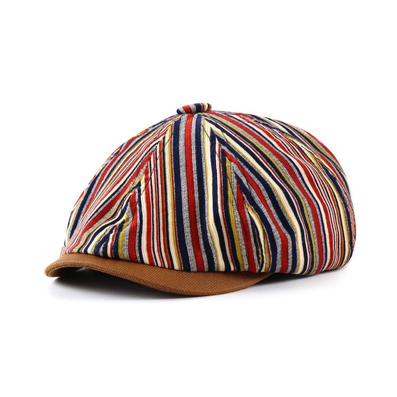 Randig Octagonal Hat Dam Ny Newsboy Hat