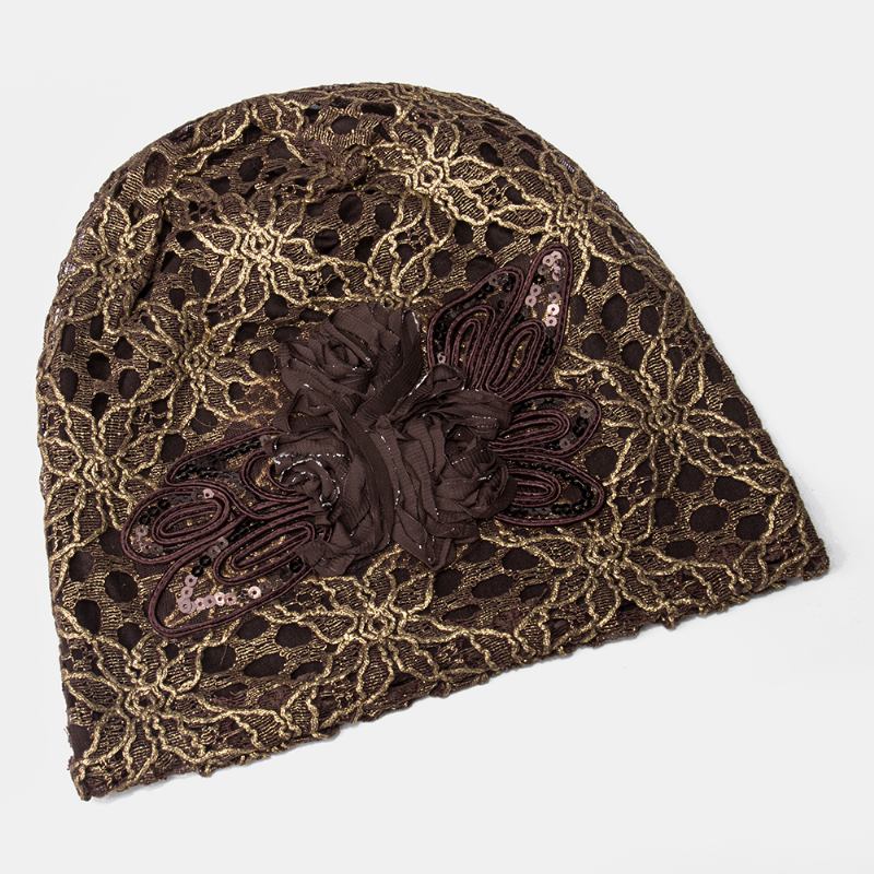 Stickning Cutout Kepsar Blommor Beanie Relief