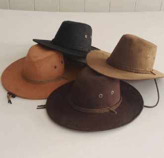 Stor Längs Kycklingskinn Sammet Western Rope Rider Hat Cowboy Hat Stereotyp Hatt