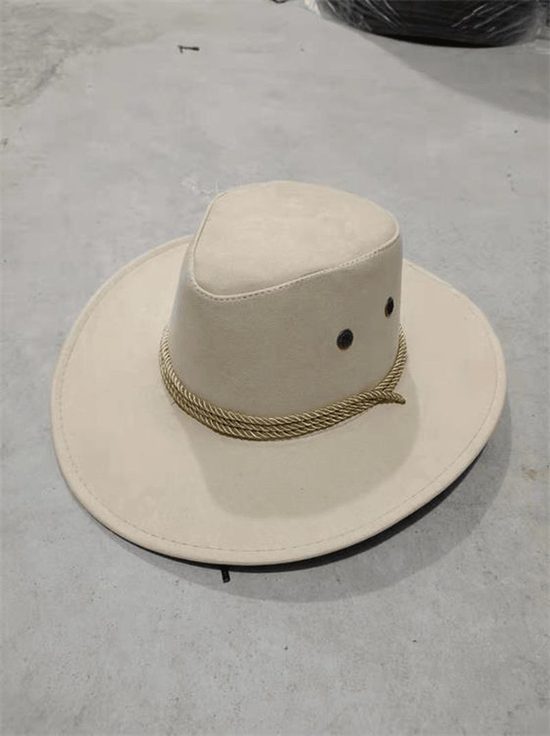 Stor Längs Kycklingskinn Sammet Western Rope Rider Hat Cowboy Hat Stereotyp Hatt