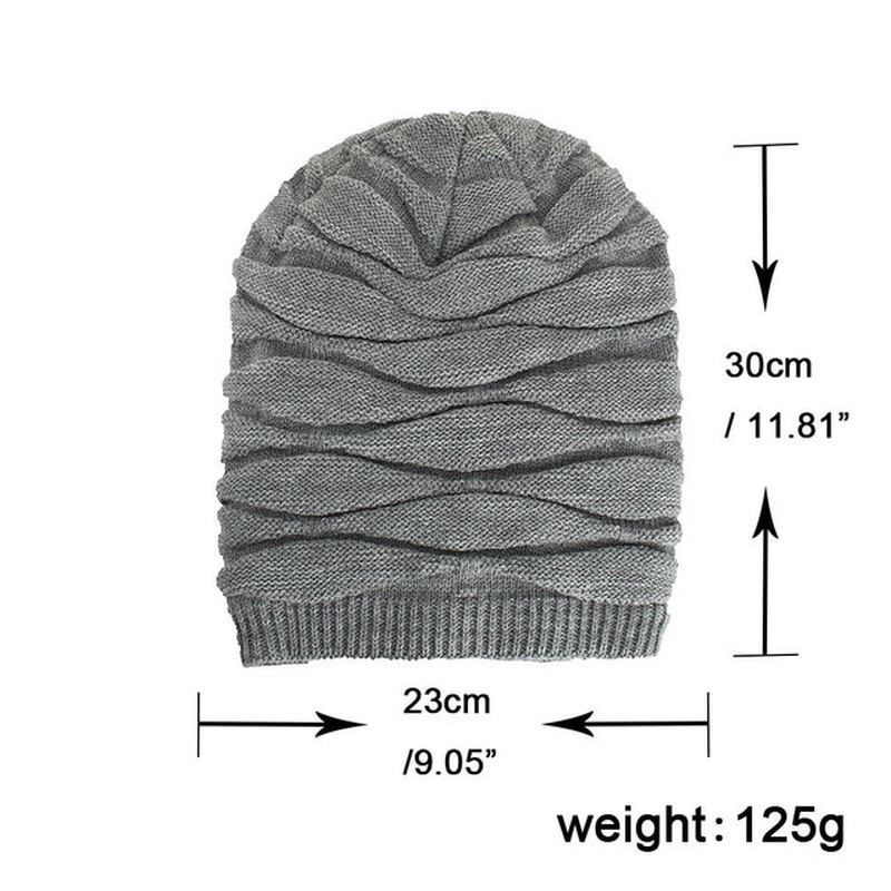 Tide Knit Wool Hat Plus Warm Diamond Head Outdoor Beanie Hat För Män