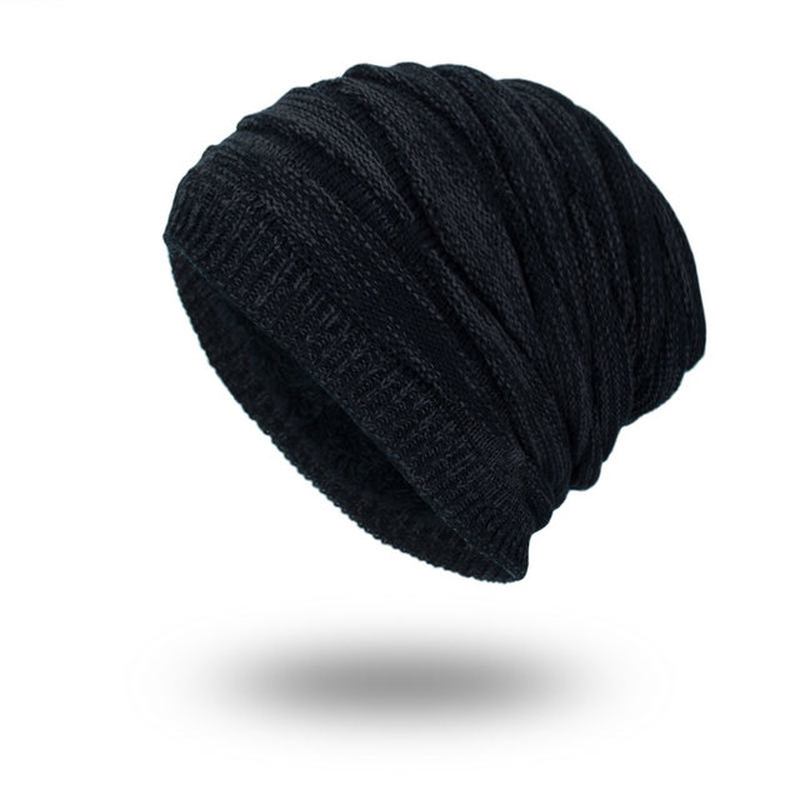 Tide Knit Wool Hat Plus Warm Diamond Head Outdoor Beanie Hat För Män