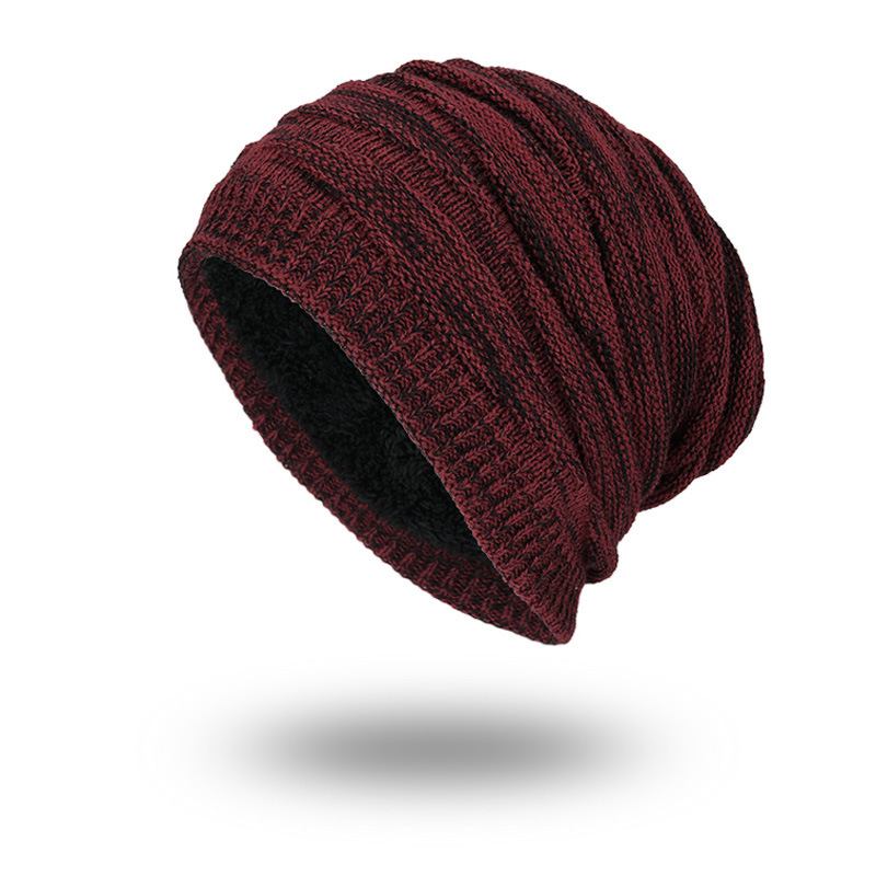 Tide Knit Wool Hat Plus Warm Diamond Head Outdoor Beanie Hat För Män