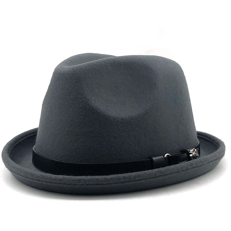 Top Hat Bälte Spänne Svart Woolen Hat Herr Brittisk Jazz Hat Imitation Wool