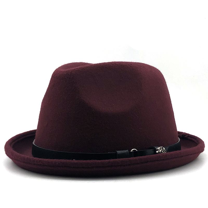 Top Hat Bälte Spänne Svart Woolen Hat Herr Brittisk Jazz Hat Imitation Wool